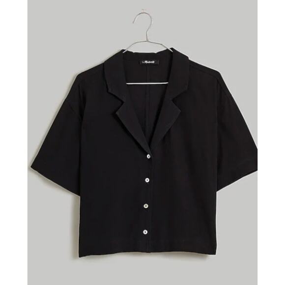 MADEWELL Button Up Resort Shirt S Lusterweave True Black S/S - Picture 2 of 5